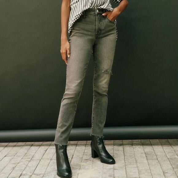 Madewell Perfect Vintage Jeans Size 27 Cosner Washed Black High Straight Crop - Picture 1 of 14
